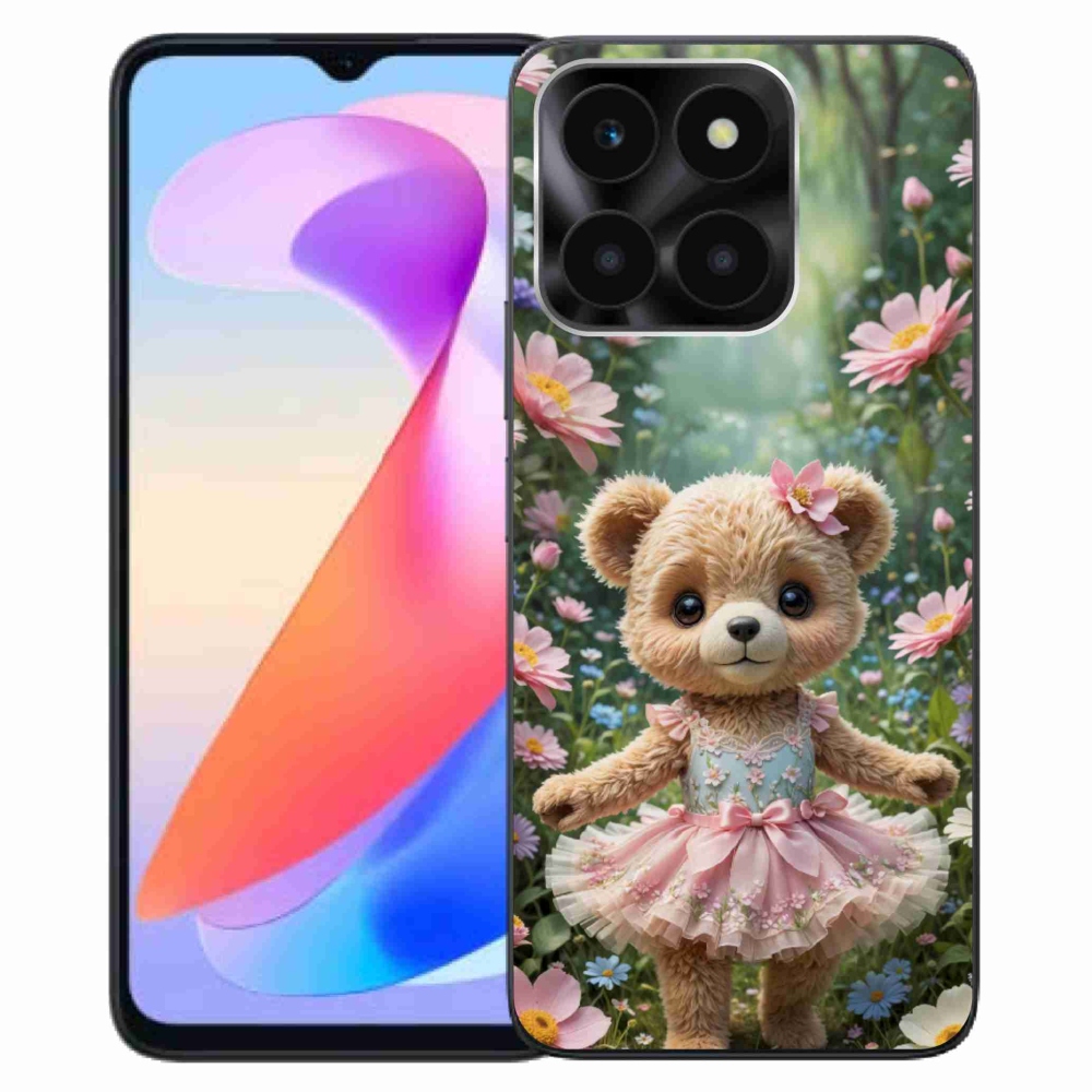 Gélový kryt mmCase na Honor X6a - roztomilý medvedík v kvetoch