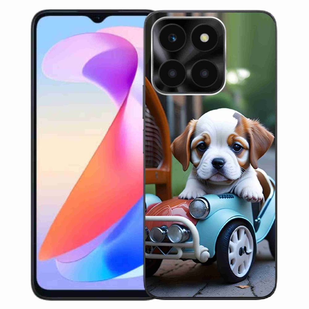 Gélový kryt mmCase na Honor X6a - šteňa v retro aute
