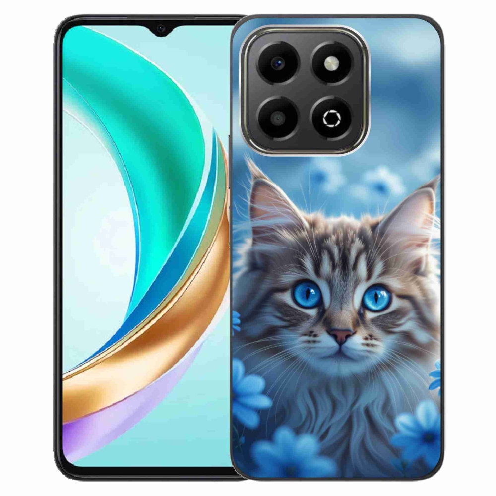 Gélový kryt mmCase na Honor X6b - mačiatko v modrých kvetoch
