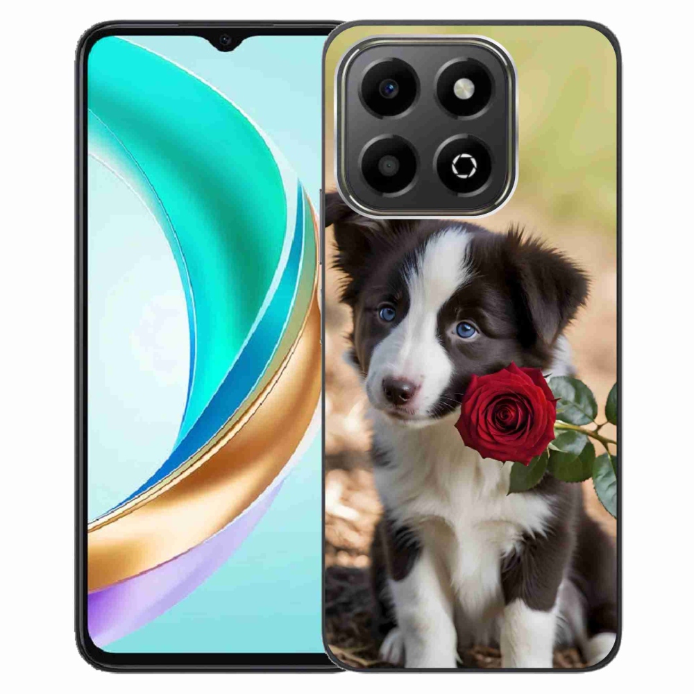 Gélový kryt mmCase na Honor X6b - roztomilá border kólia s ružou