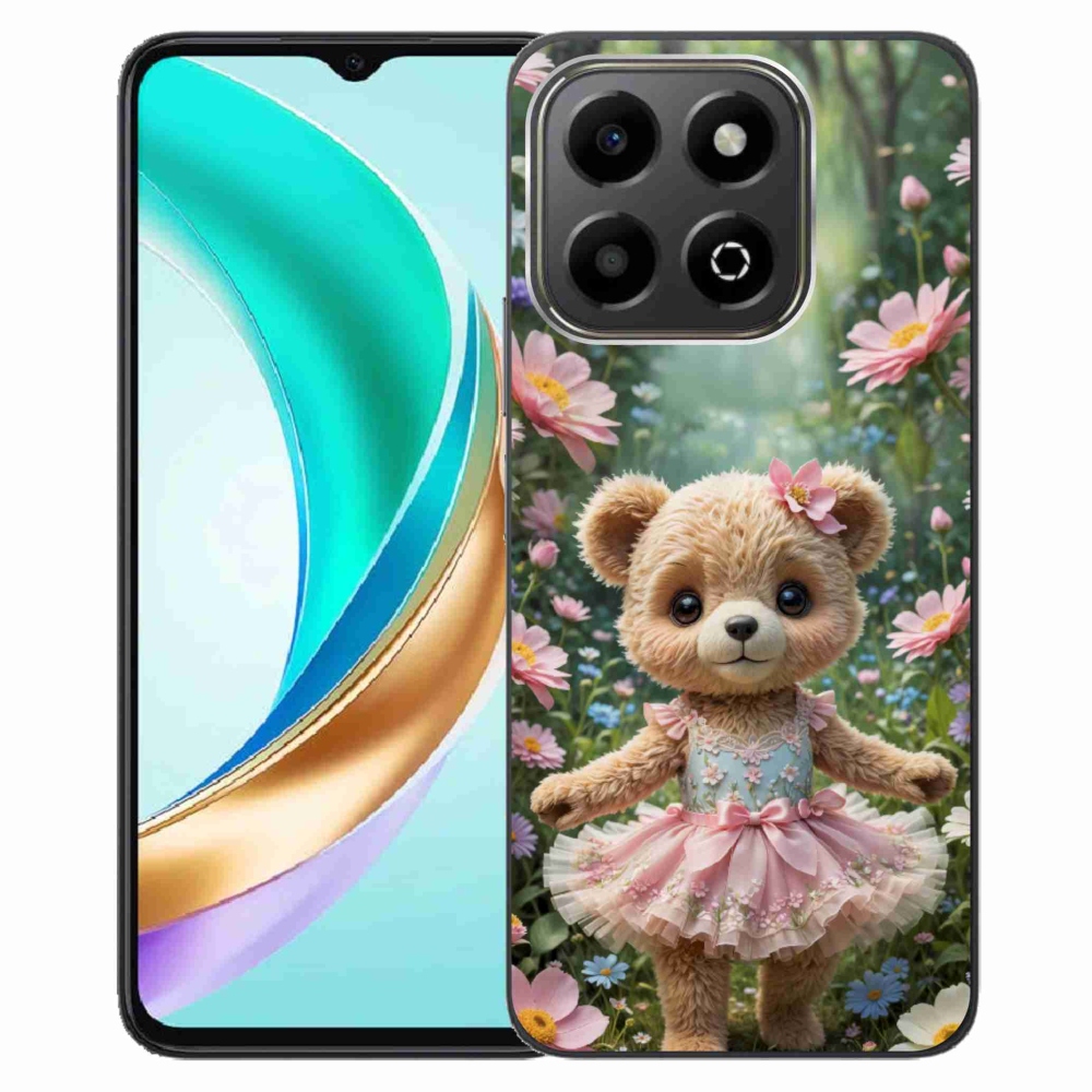 Gélový kryt mmCase na Honor X6b - roztomilý medvedík v kvetoch