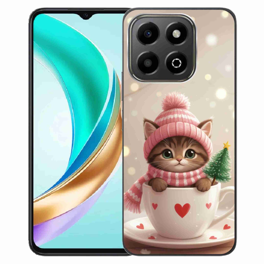 Gélový kryt mmCase na Honor X6b - vianočné mačiatko v hrnčeku