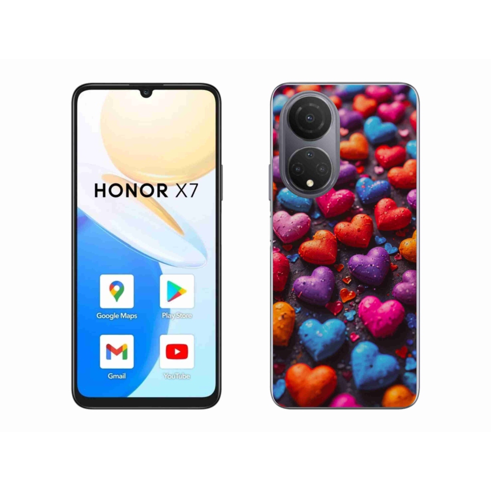 Gélový kryt mmCase na Honor X7 - farebné srdcia