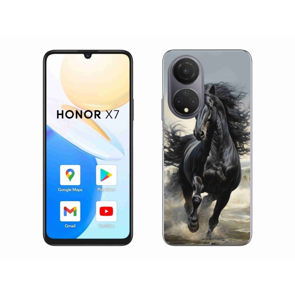 Gélový kryt mmCase na Honor X7 - bežiaci čierny kôň