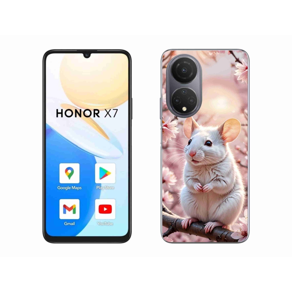 Gélový kryt mmCase na Honor X7 - biela myš na vetve