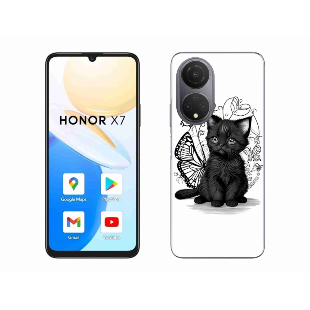 Gélový kryt mmCase na Honor X7 - čierne mačiatko