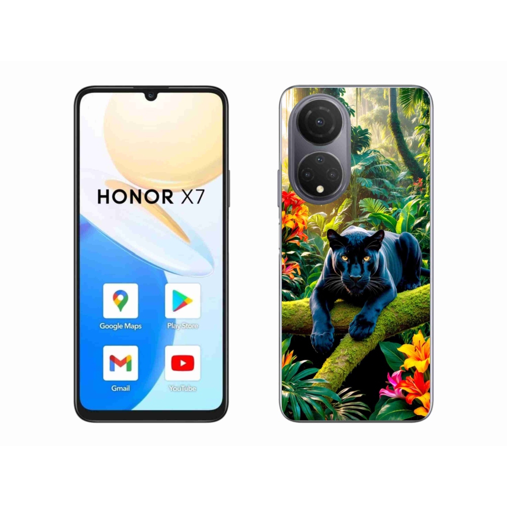 Gélový kryt mmCase na Honor X7 - čierny panter v džungli
