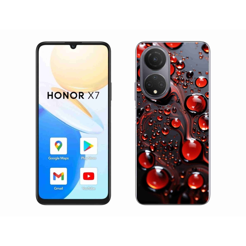Gélový kryt mmCase na Honor X7 - červené kvapky 2