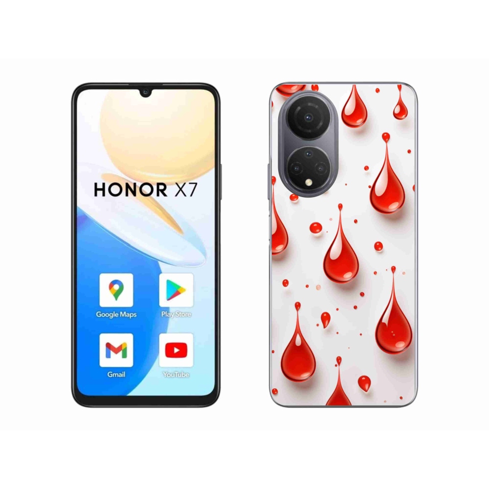 Gélový kryt mmCase na Honor X7 - červené kvapky