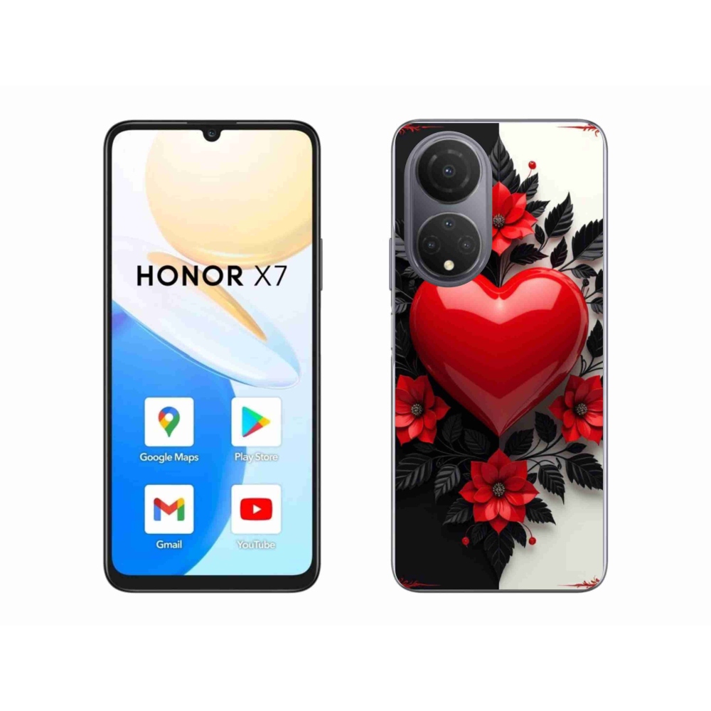 Gélový kryt mmCase na Honor X7 - červené srdce