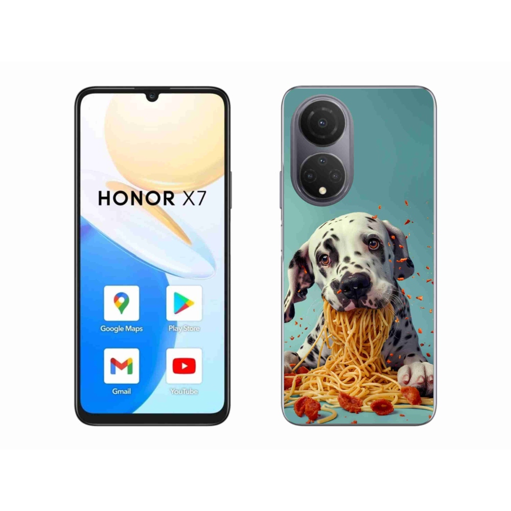 Gélový kryt mmCase na Honor X7 - dalmatín a špagety