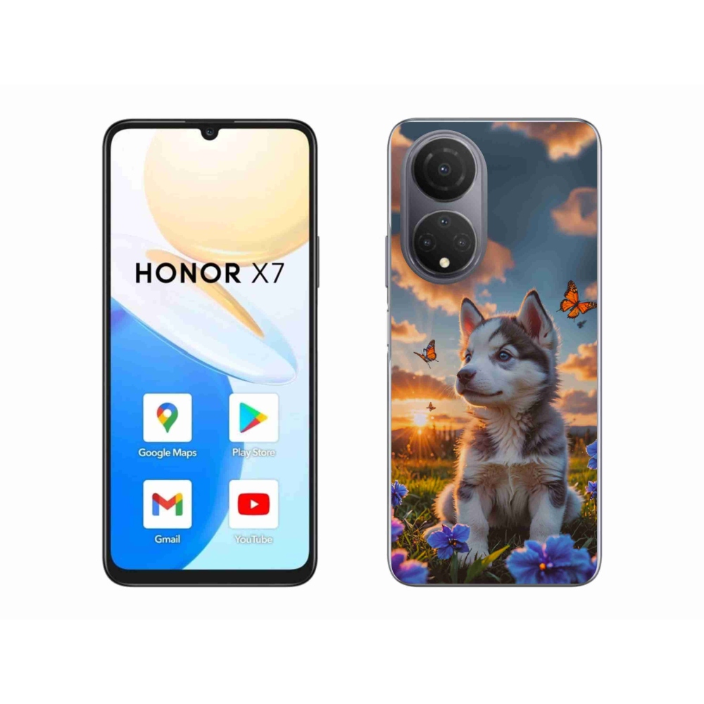 Gélový kryt mmCase na Honor X7 - husky pri západe slnka