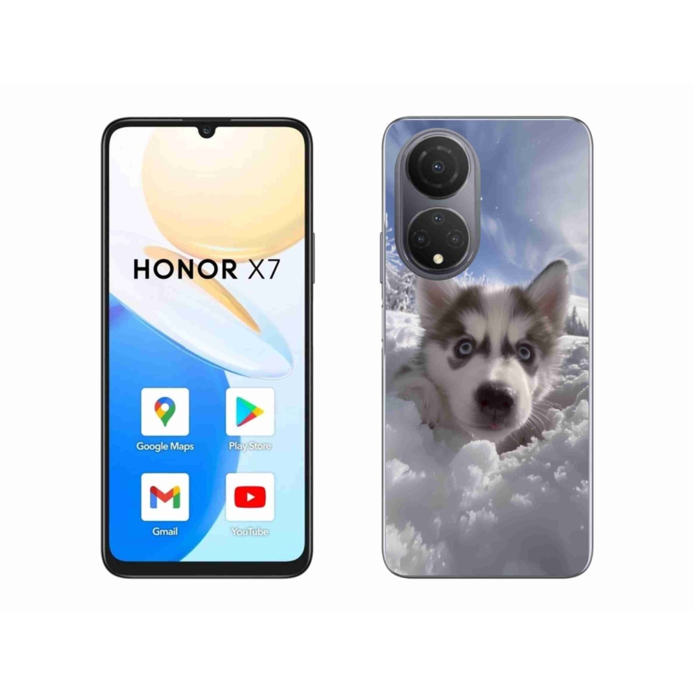 Gélový kryt mmCase na Honor X7 - husky v snehu