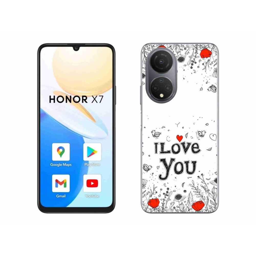 Gélový kryt mmCase na Honor X7 - I love you biele pozadie