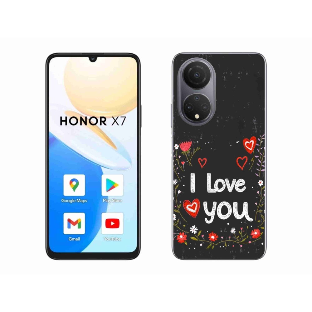 Gélový kryt mmCase na Honor X7 - I love you čierne pozadie