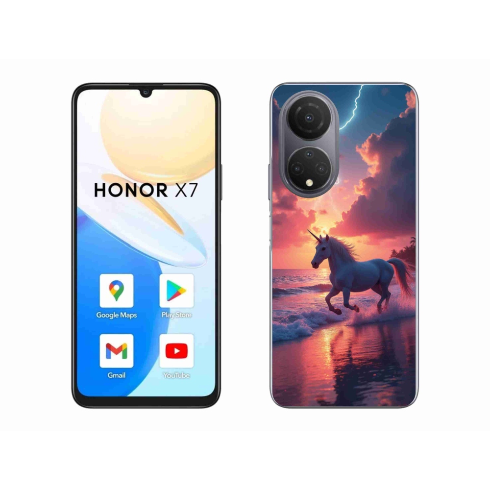 Gélový kryt mmCase na Honor X7 - jednorožec na pláži