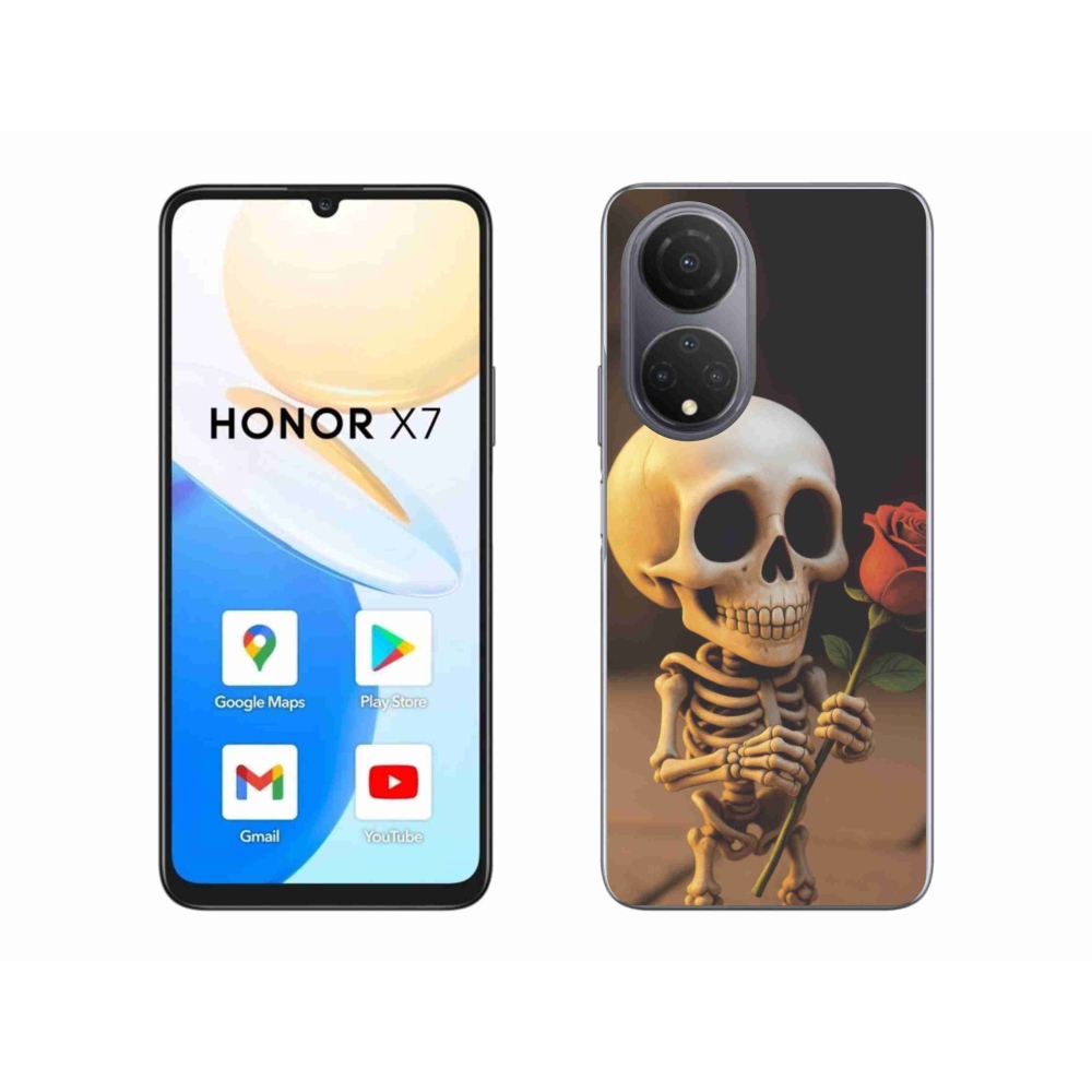 Gélový kryt mmCase na Honor X7 - kostlivec s ružou