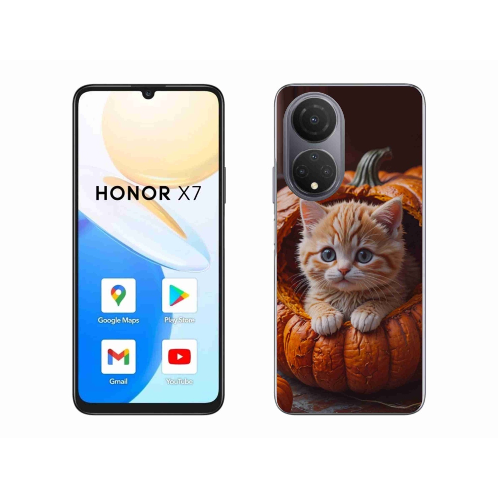 Gélový kryt mmCase na Honor X7 - mačiatko a tekvica 2