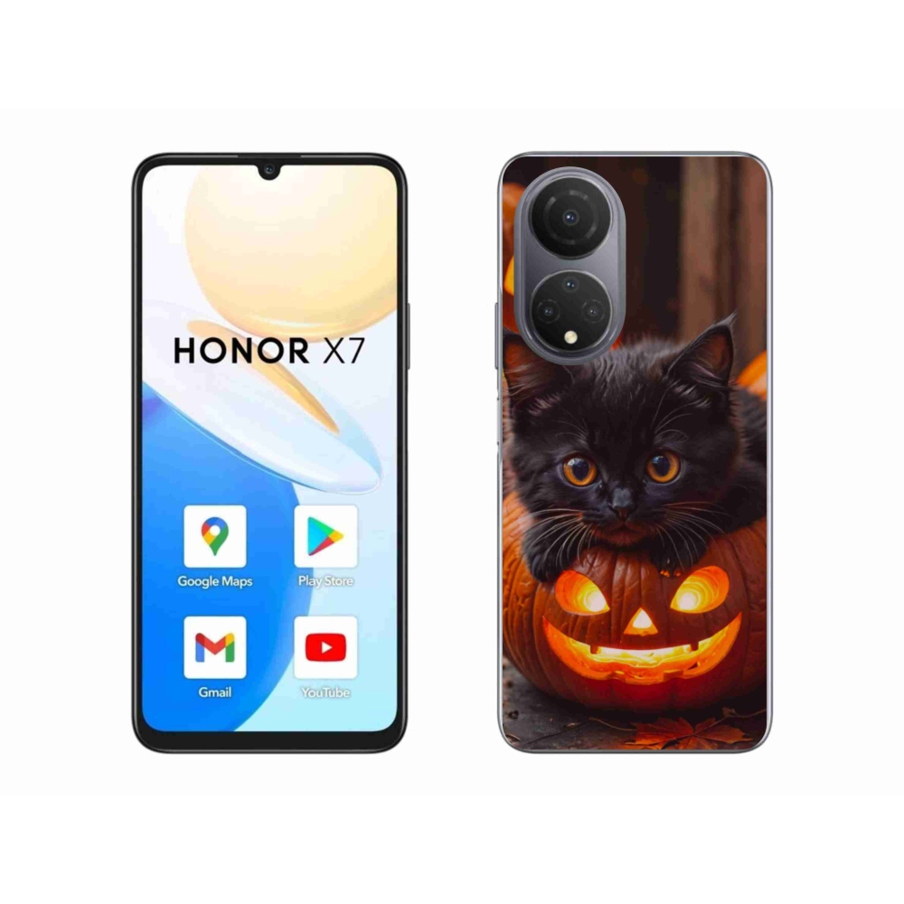 Gélový kryt mmCase na Honor X7 - mačiatko a tekvica