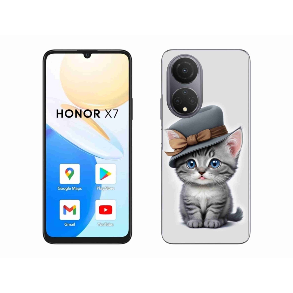 Gélový kryt mmCase na Honor X7 - mačiatko s klobúkom
