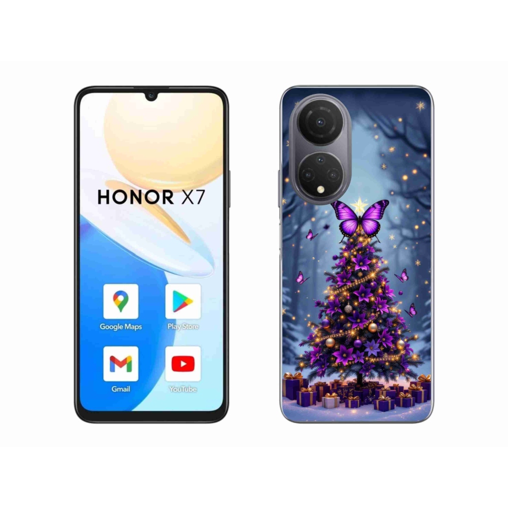 Gélový kryt mmCase na Honor X7 - motýlí vianočný stromček