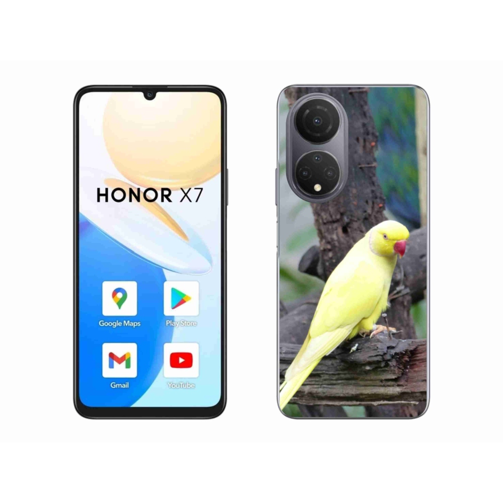 Gélový kryt mmCase na Honor X7 - papagáj alexander žltý