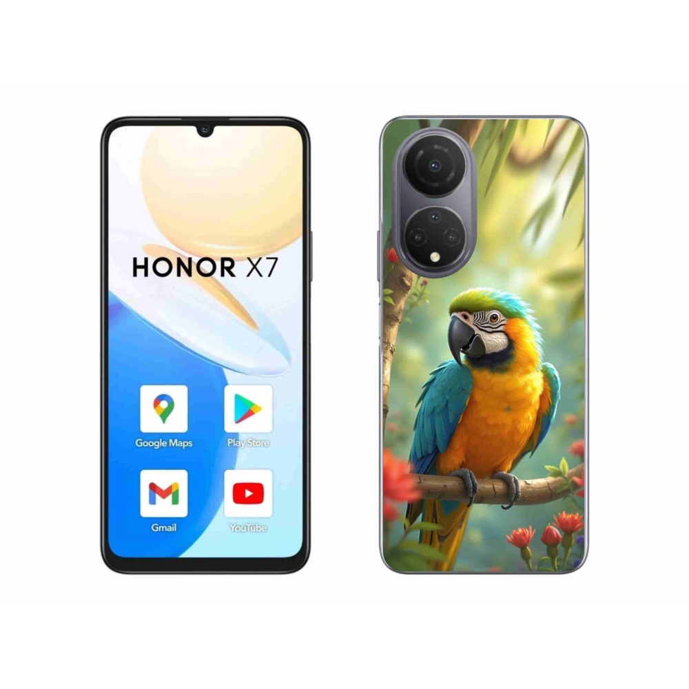 Gélový kryt mmCase na Honor X7 - papagáj ara modrožltá