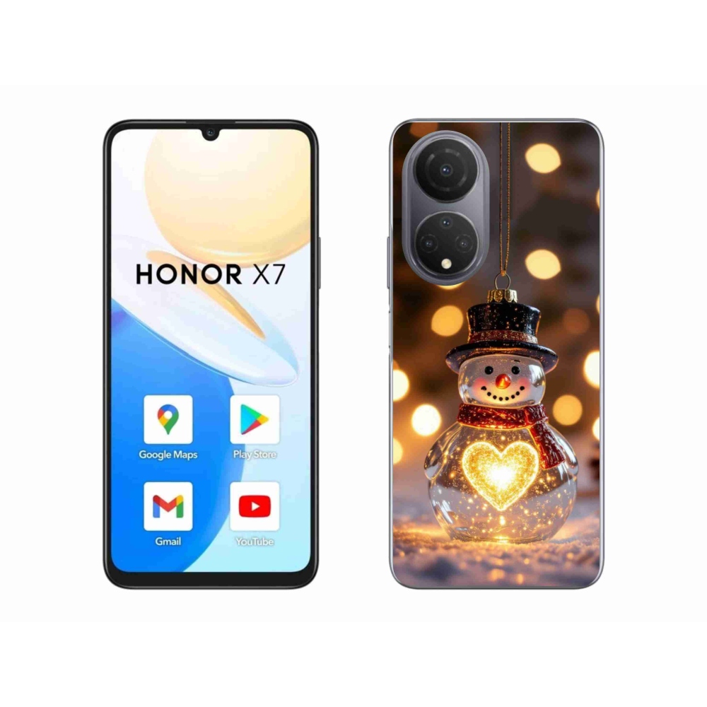 Gélový kryt mmCase na Honor X7 - svietiaci vianočný snehuliak