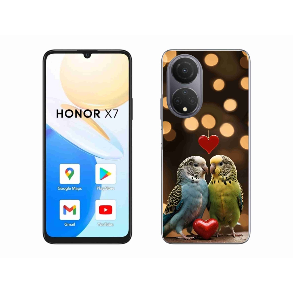 Gélový kryt mmCase na Honor X7 - zamilovaní papagáje
