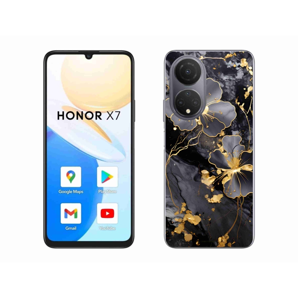Gélový kryt mmCase na Honor X7 - zlaté kvety