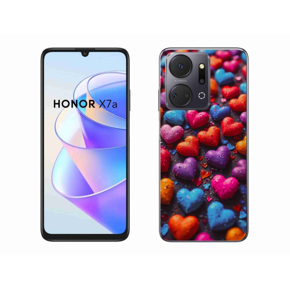 Gélový kryt mmCase na Honor X7a - farebné srdcia