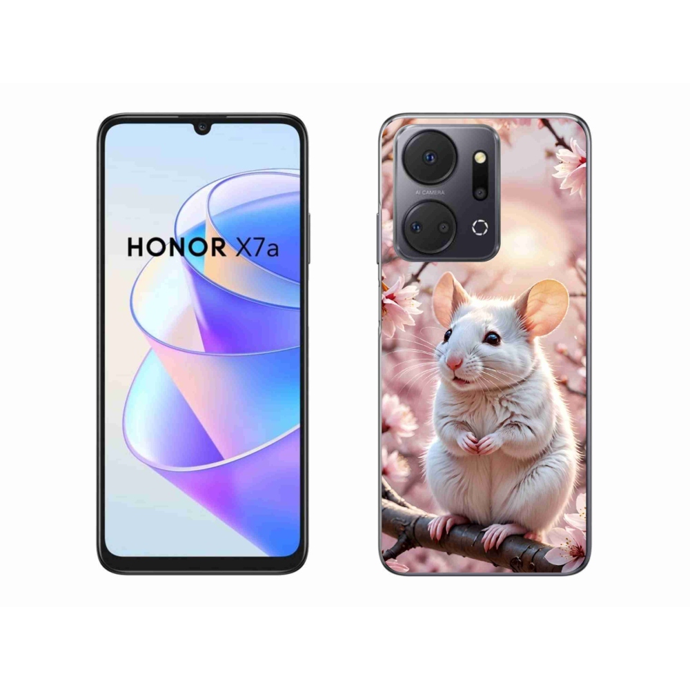 Gélový kryt mmCase na Honor X7a - biela myš na vetve
