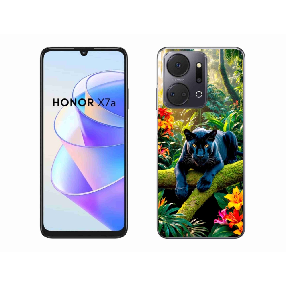 Gélový kryt mmCase na Honor X7a - čierny panter v džungli