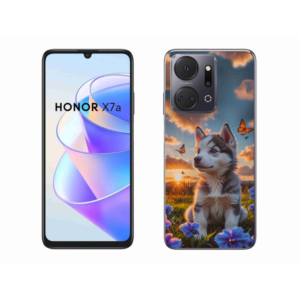 Gélový kryt mmCase na Honor X7a - husky pri západe slnka