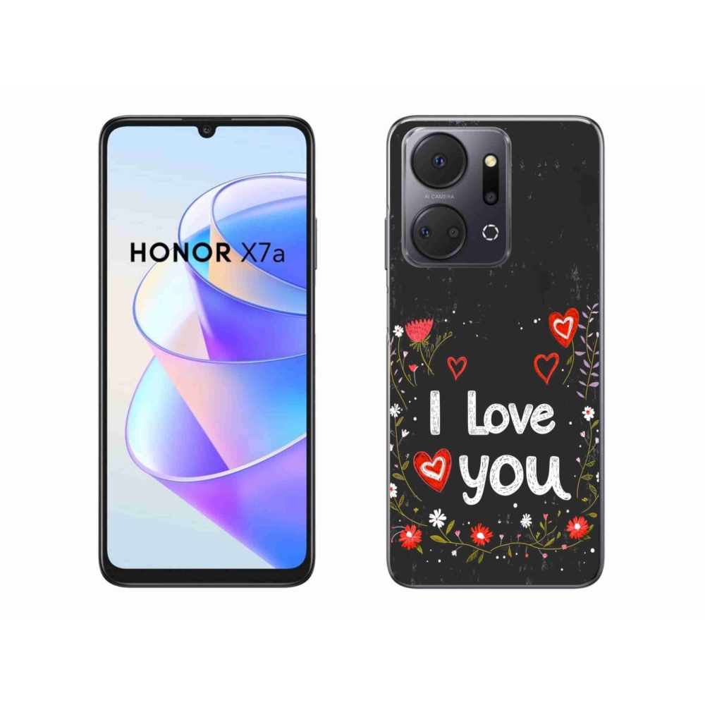 Gélový kryt mmCase na Honor X7a - I love you čierne pozadie