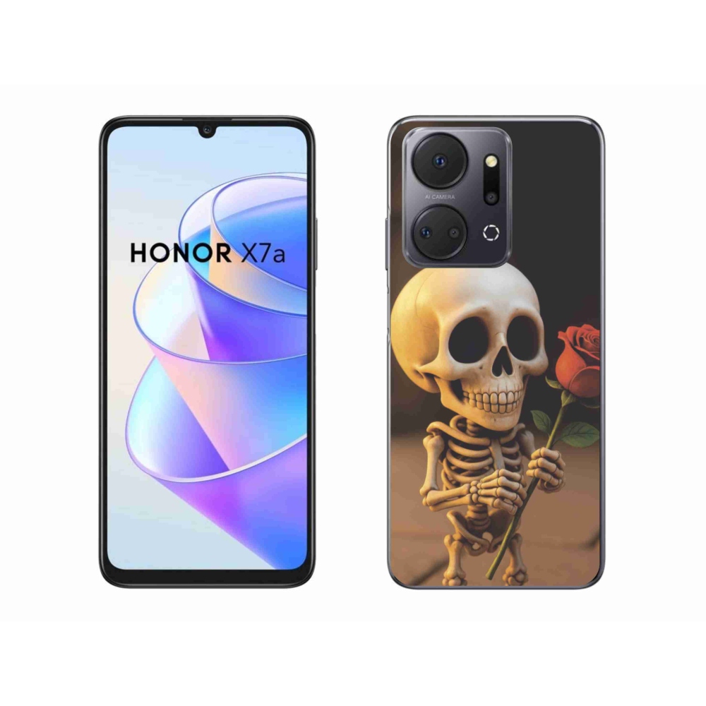Gélový kryt mmCase na Honor X7a - kostlivec s ružou