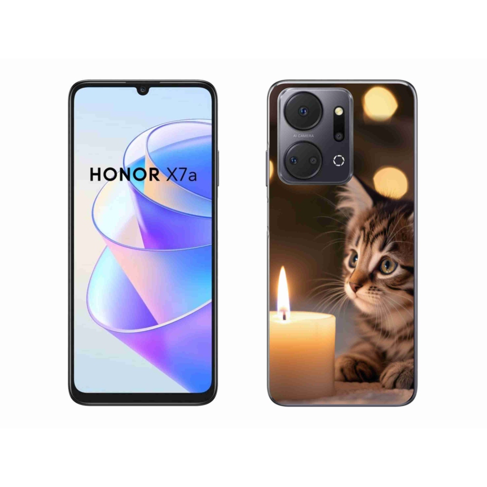 Gélový kryt mmCase na Honor X7a - mačiatko a sviečka