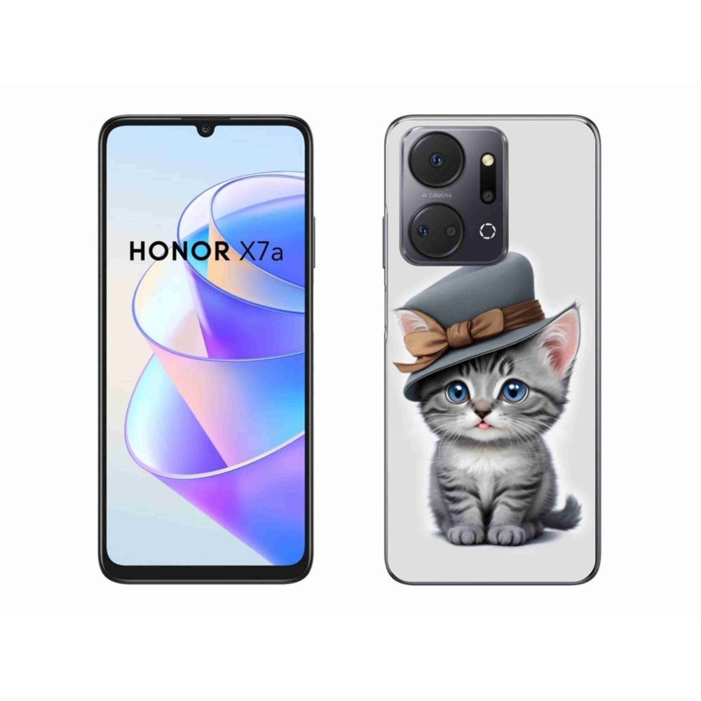Gélový kryt mmCase na Honor X7a - mačiatko s klobúkom