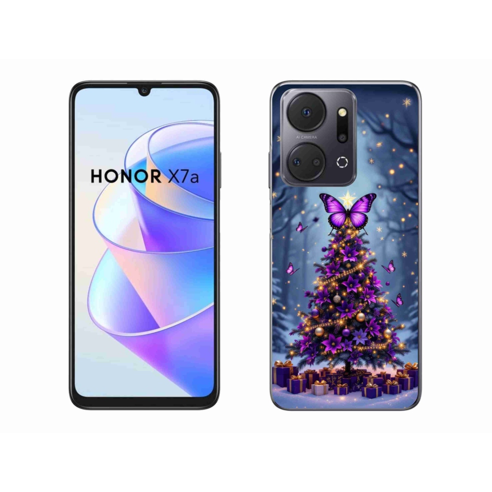 Gélový kryt mmCase na Honor X7a - motýlí vianočný stromček