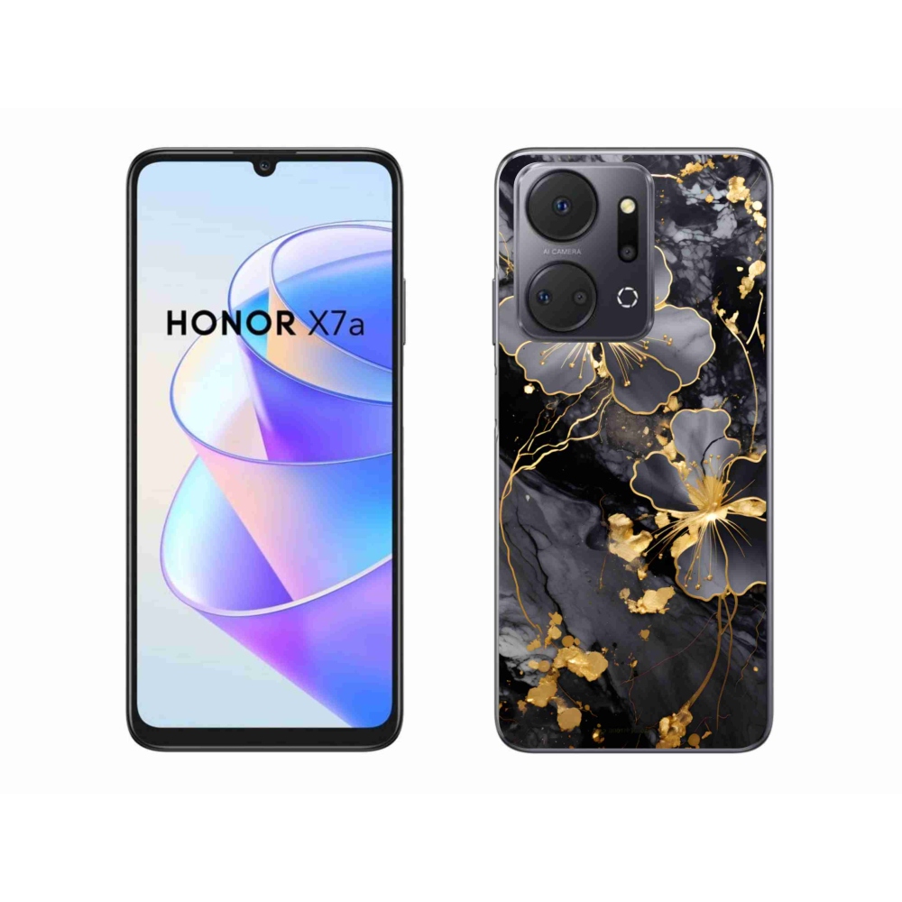 Gélový kryt mmCase na Honor X7a - zlaté kvety