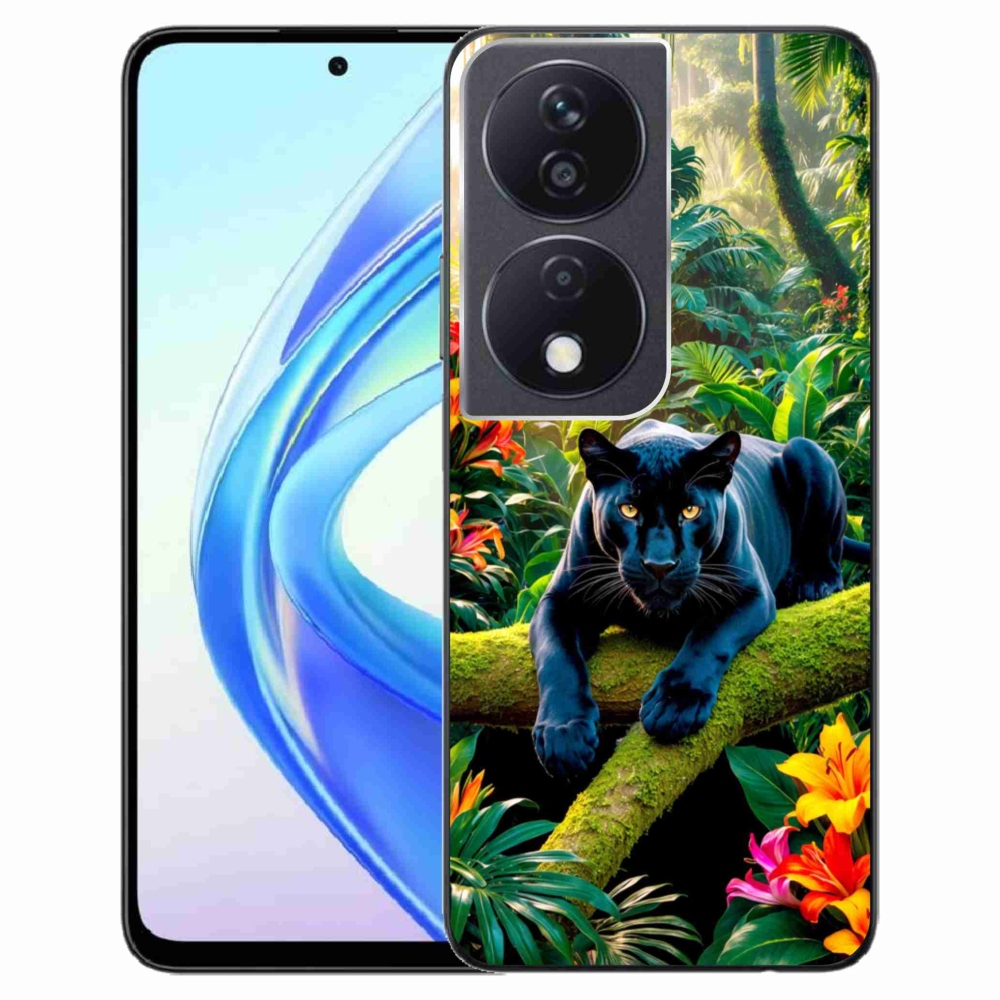 Gélový kryt mmCase na Honor X7b - čierny panter v džungli