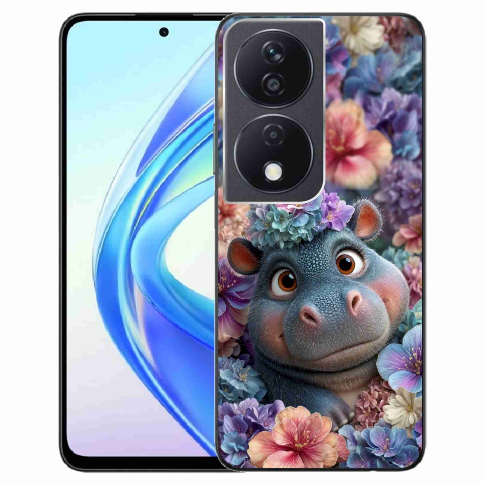 Gélový kryt mmCase na Honor X7b - hrošík v kvetoch