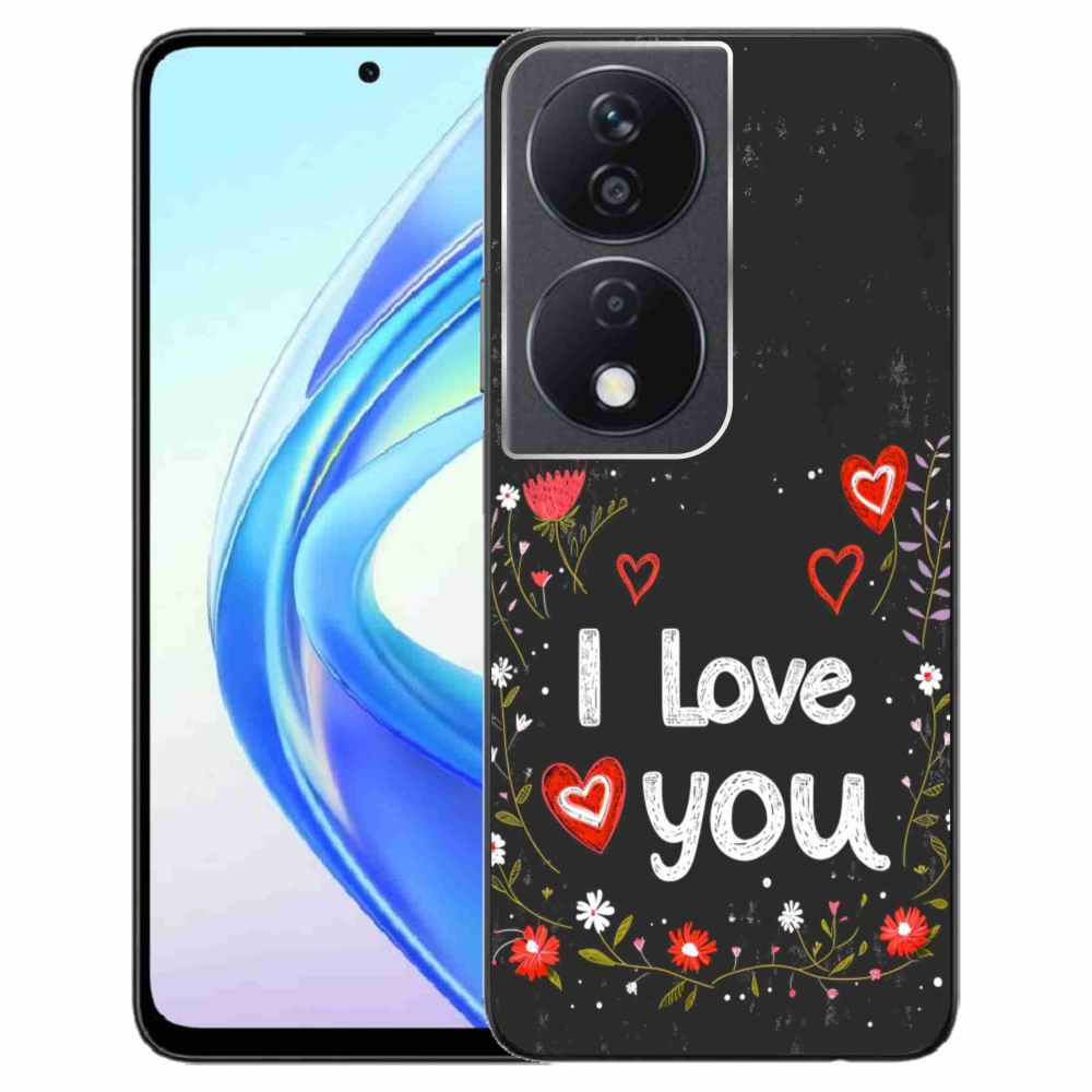 Gélový kryt mmCase na Honor X7b - I love you čierne pozadie