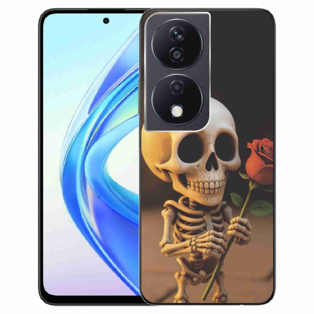 Gélový kryt mmCase na Honor X7b - kostlivec s ružou