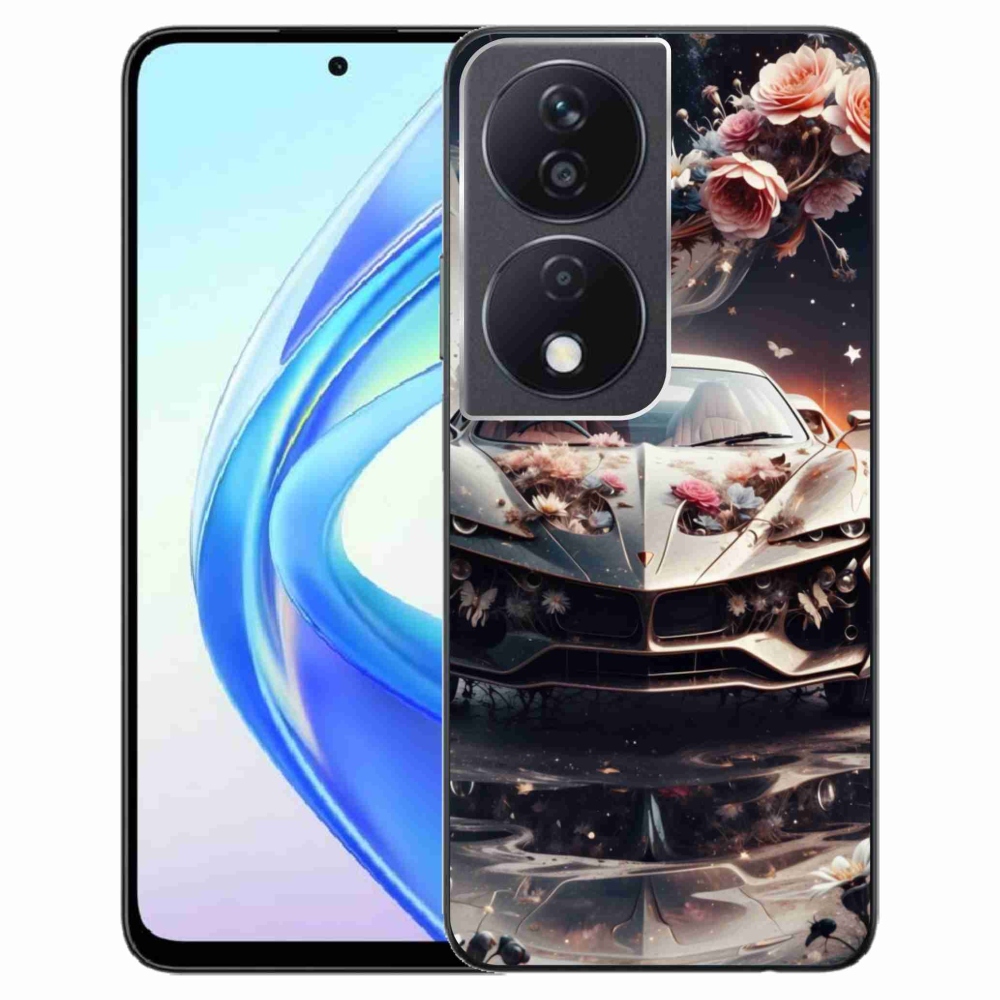 Gélový kryt mmCase na Honor X7b - kvetinový športový automobil