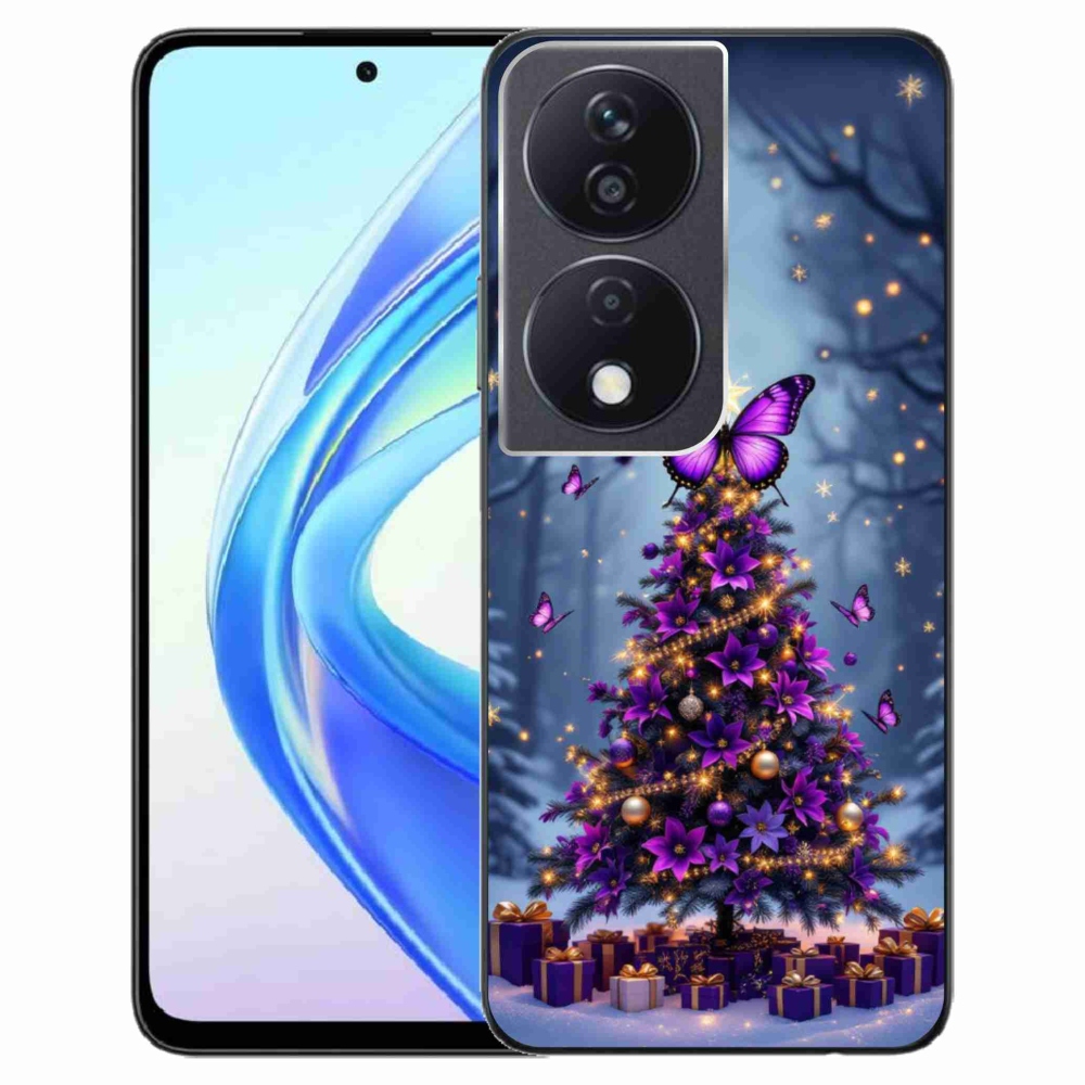 Gélový kryt mmCase na Honor X7b - motýlí vianočný stromček
