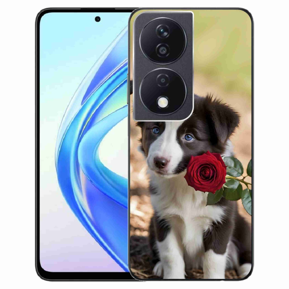 Gélový kryt mmCase na Honor X7b - roztomilá border kólia s ružou