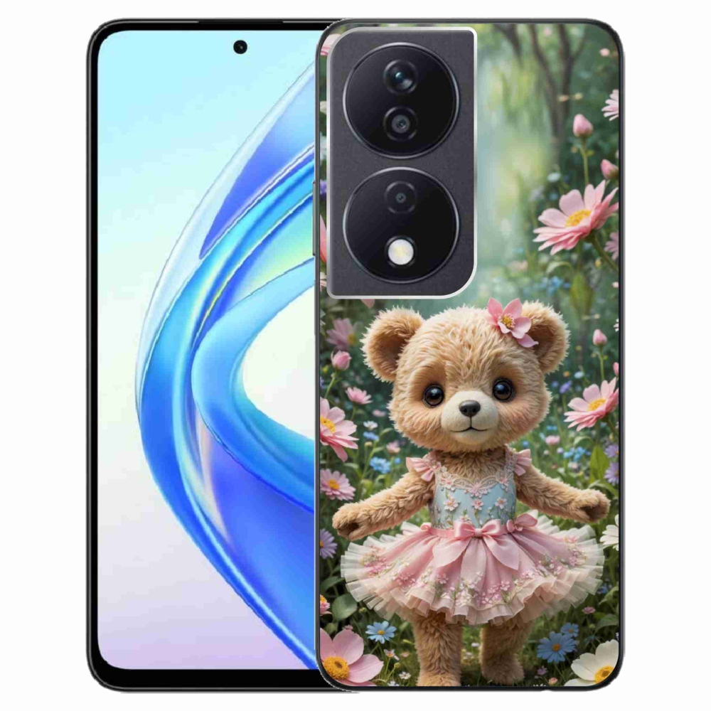 Gélový kryt mmCase na Honor X7b - roztomilý medvedík v kvetoch
