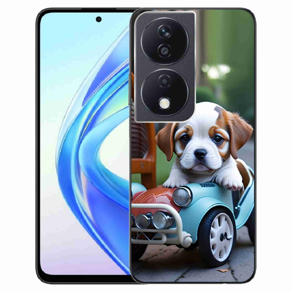 Gélový kryt mmCase na Honor X7b - šteňa v retro aute