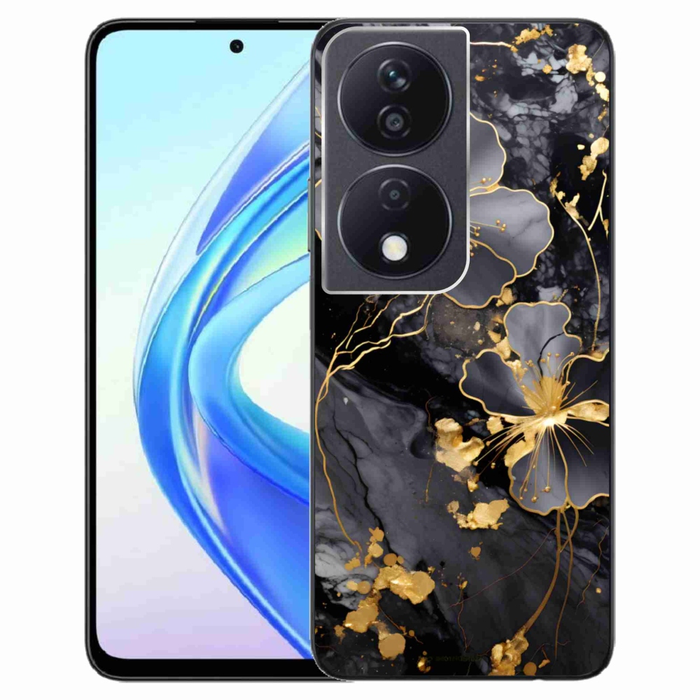 Gélový kryt mmCase na Honor X7b - zlaté kvety